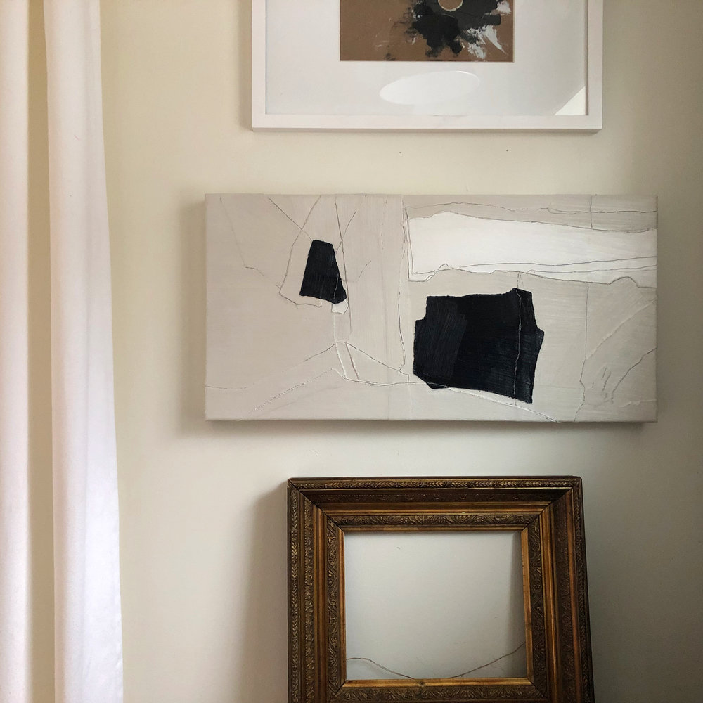 abstract-art oil-painting american-artist emerging-artist collage-asrtist neutral interior-decor interior-design art-for-sale canvas neutral white black michigan american vancouver canadian